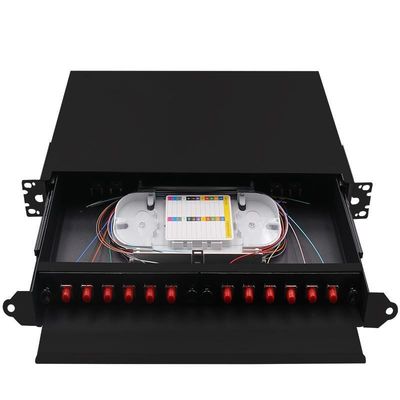 Черный пульт временных соединительных кабелей ODF 24Core коробки FC прекращения волокна держателя шкафа
