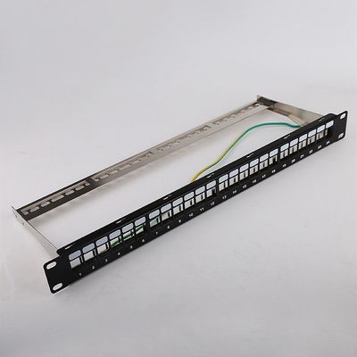 пробел пульта временных соединительных кабелей держателя шкафа Cat6 пульта временных соединительных кабелей RJ45 1U 24 гаван STP